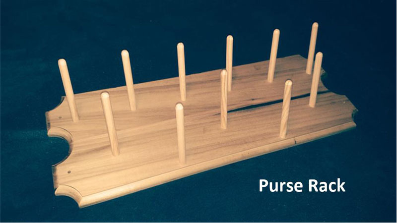 Wooden discount purse rack