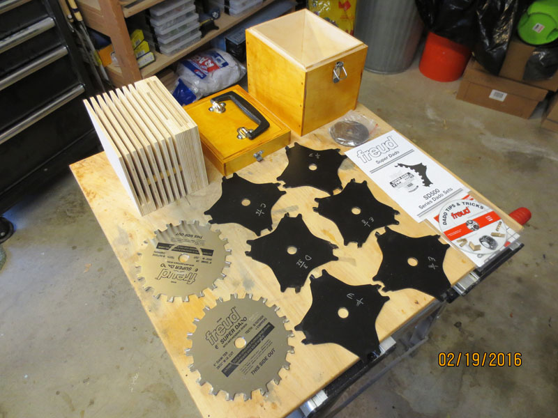 The Dado Blade Box with All Components of the Dado Set Shown Outside the Box