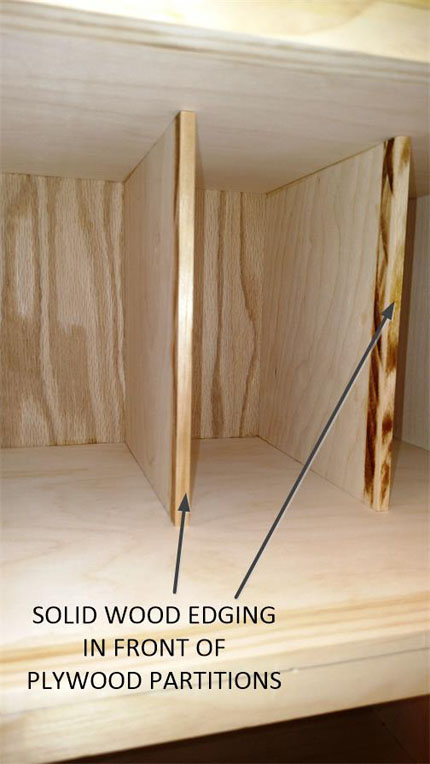 Details of Solid Wood Edging on Cubbyhole Partitions