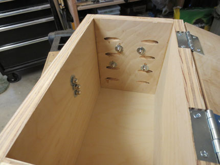 View of Details inside the Open Plywood Box